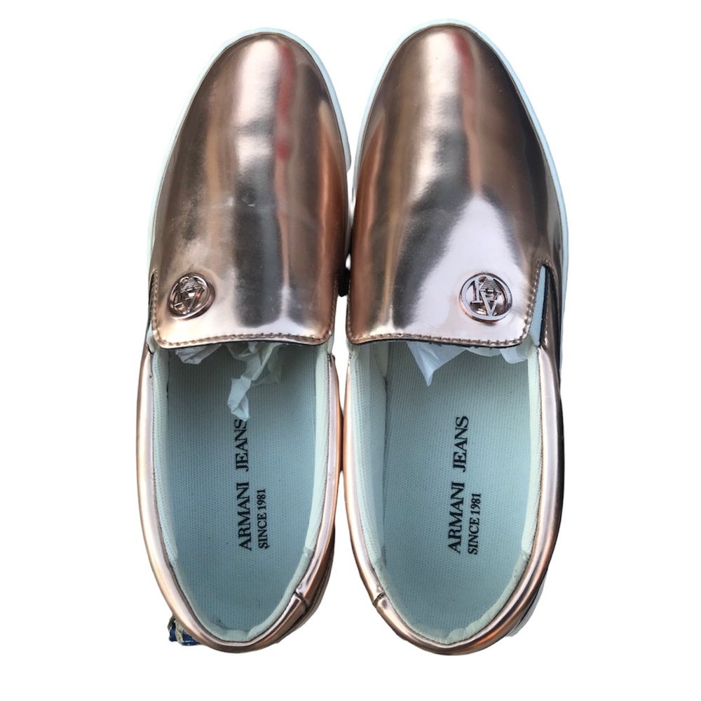 Armani Jeans slides, rose gold, women, size 6.5, EU 37, new in box $100 - Picture 2 of 7